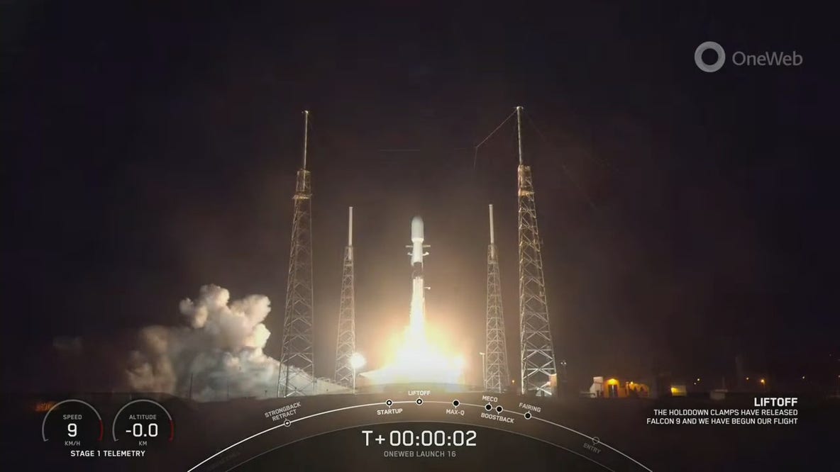 SpaceX launches Falcon 9 carrying OneWeb broadband communications satellites from Florida